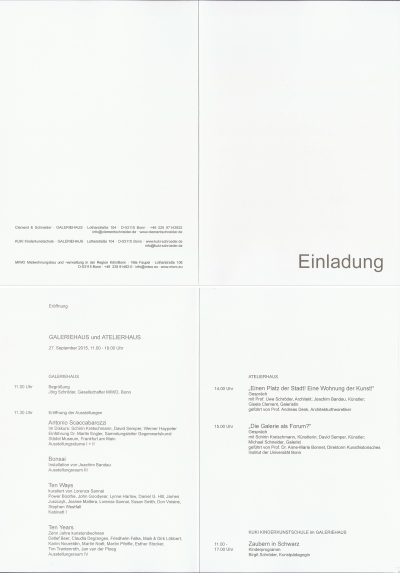 Antonio Scaccabarozzi, Galeriehaus Clement&amp;Schneider Bonn (D)